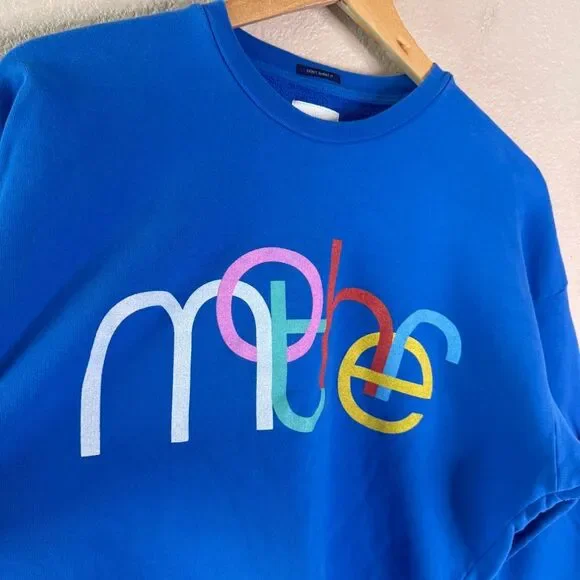 Mother The Drop Square 80’s Sweatshirt Womens XS Blue Graphic Crewneck Pullover - Picture 3 of 11